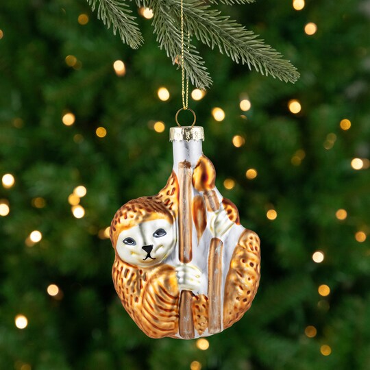 Northlight Sloth with Bamboo Glass Christmas Ornament - 4" - Gold
